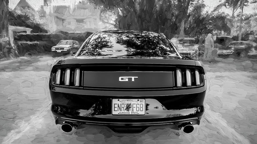 2015 Ford Mustang GT Painted BW Photograph by Rich Franco