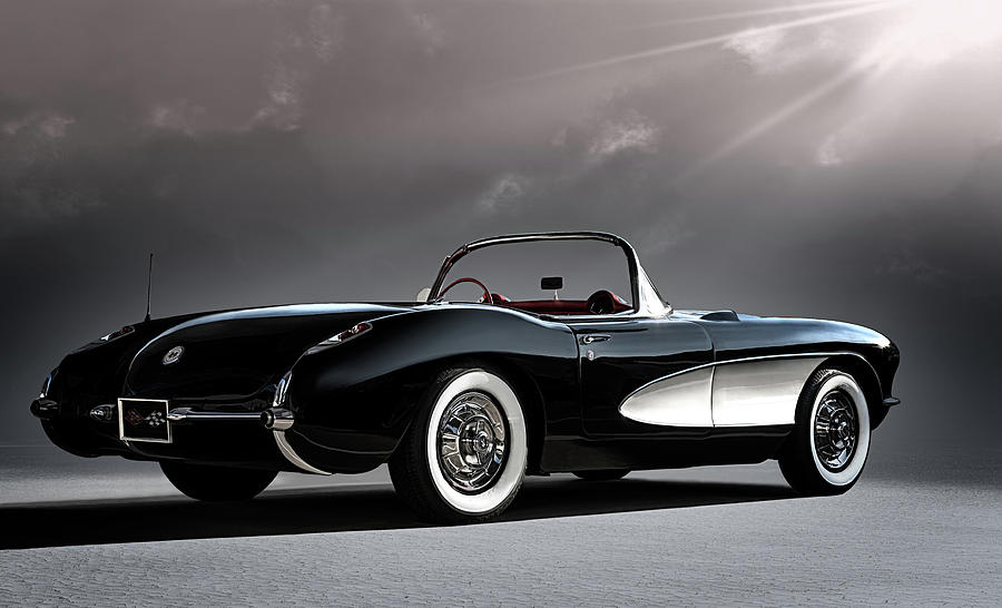 Classic Digital Art - 56 Corvette Convertible by Douglas Pittman Classic Digital Art - 56 Corvette Convertible by Douglas Pittman