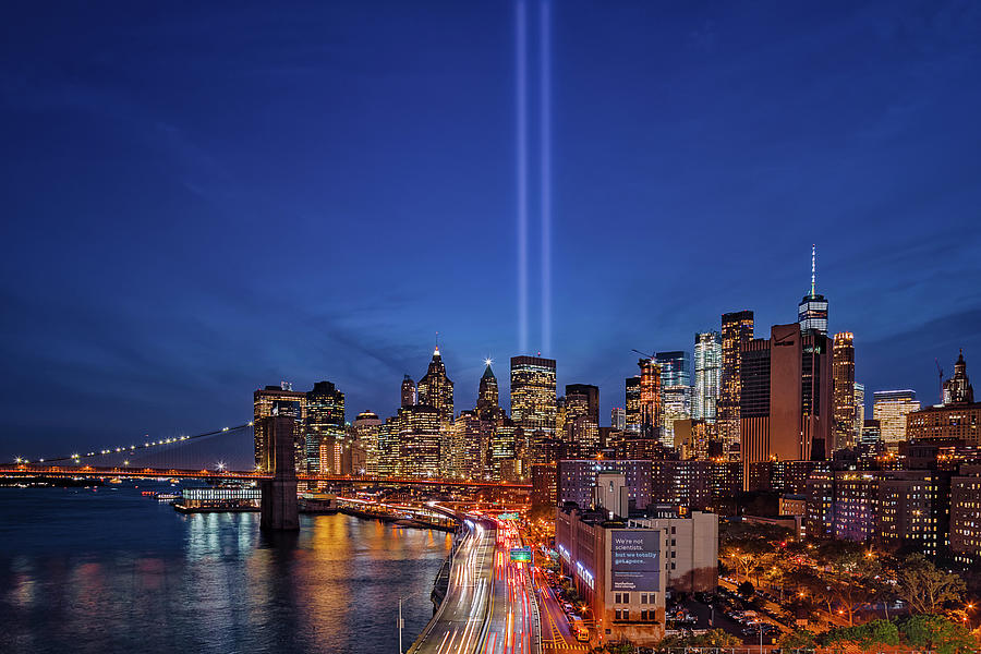 911 Tribute In Light In NYC #1 Photograph by Susan Candelario