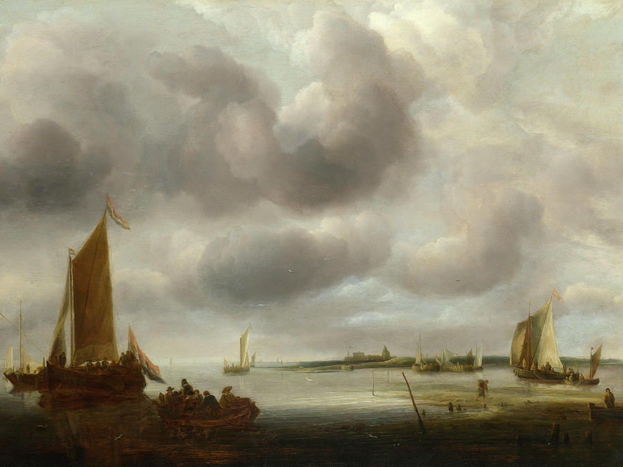 Boat Painting - A Coast Scene #2 by Jan van de Cappelle