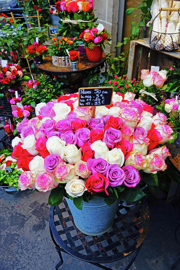 A Flower Shop Display In Paris, France #2 Photograph by Rick Rosenshein