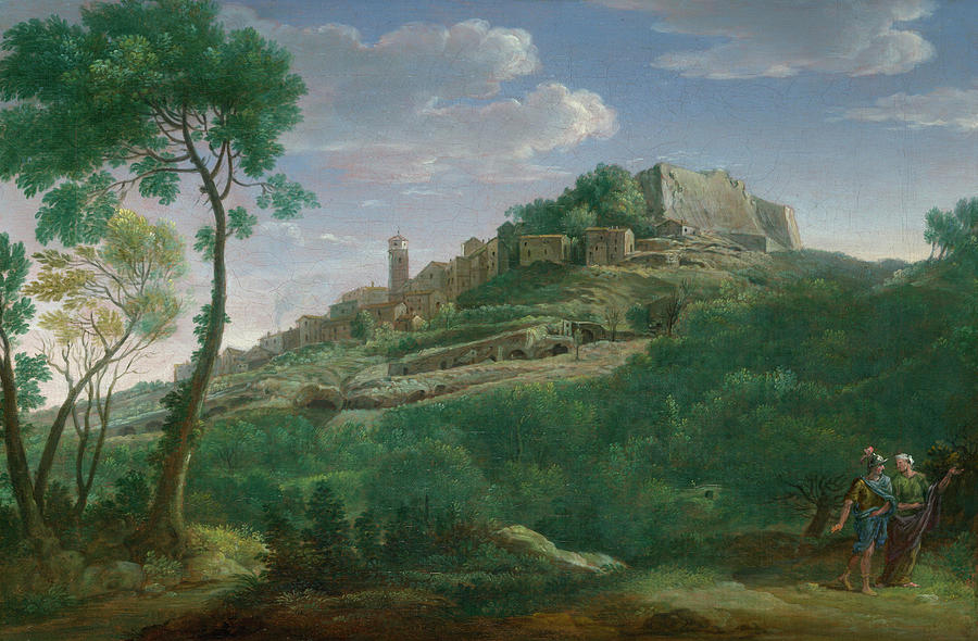 Tree Painting - A Landscape with an Italian Hill Town #2 by Hendrik Frans van Lint