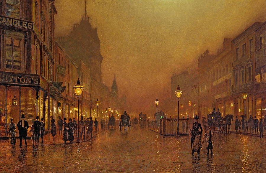 A Street At Night Painting by John Atkinson Grimshaw - Fine Art America