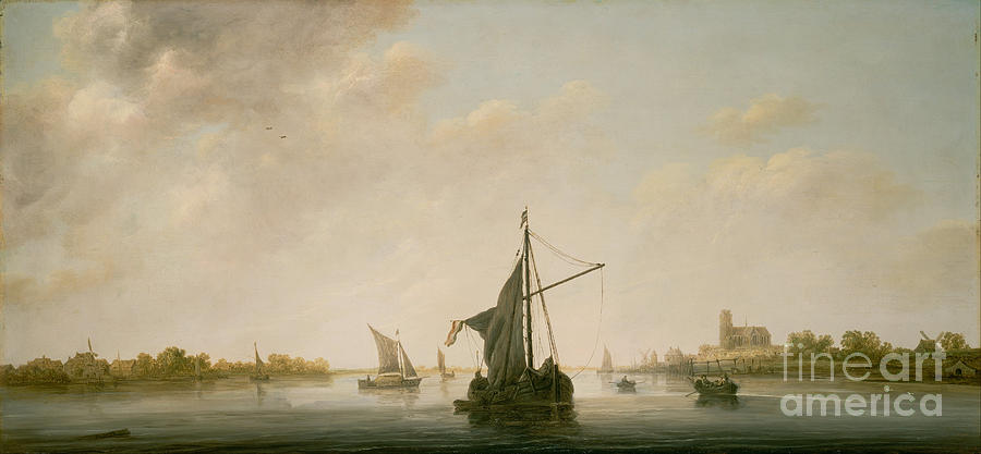 A View of the Maas at Dordrecht #2 Painting by Celestial Images