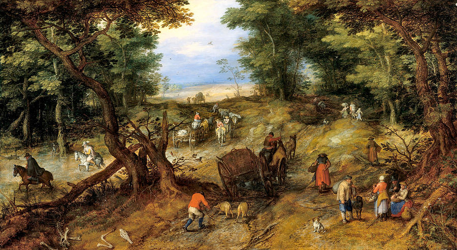 A Woodland Road with Travelers #2 Photograph by Jan Brueghel the Elder