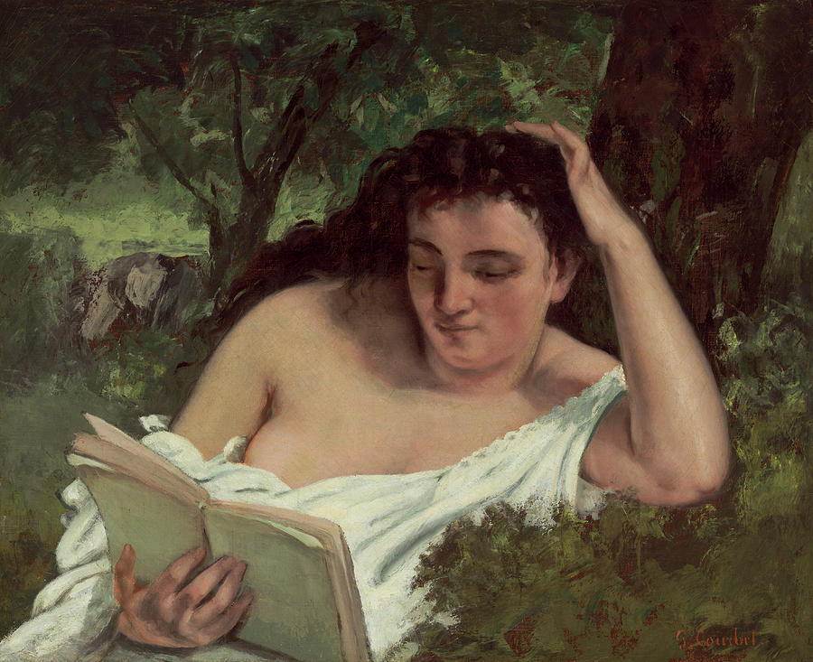 A Young Woman Reading #2 Painting by Gustave Courbet