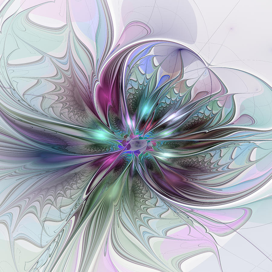 Colorful Fantasy Abstract Modern Fractal Art Flower Digital Art by Gabiw Art