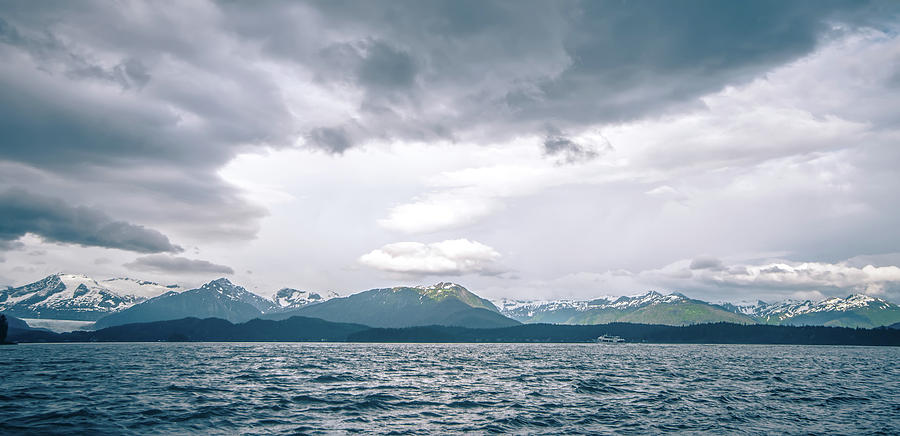 abstract cloudy waterscape AND MOUNTAIN RANGE IN ALASKA #2 Photograph by Alex Grichenko