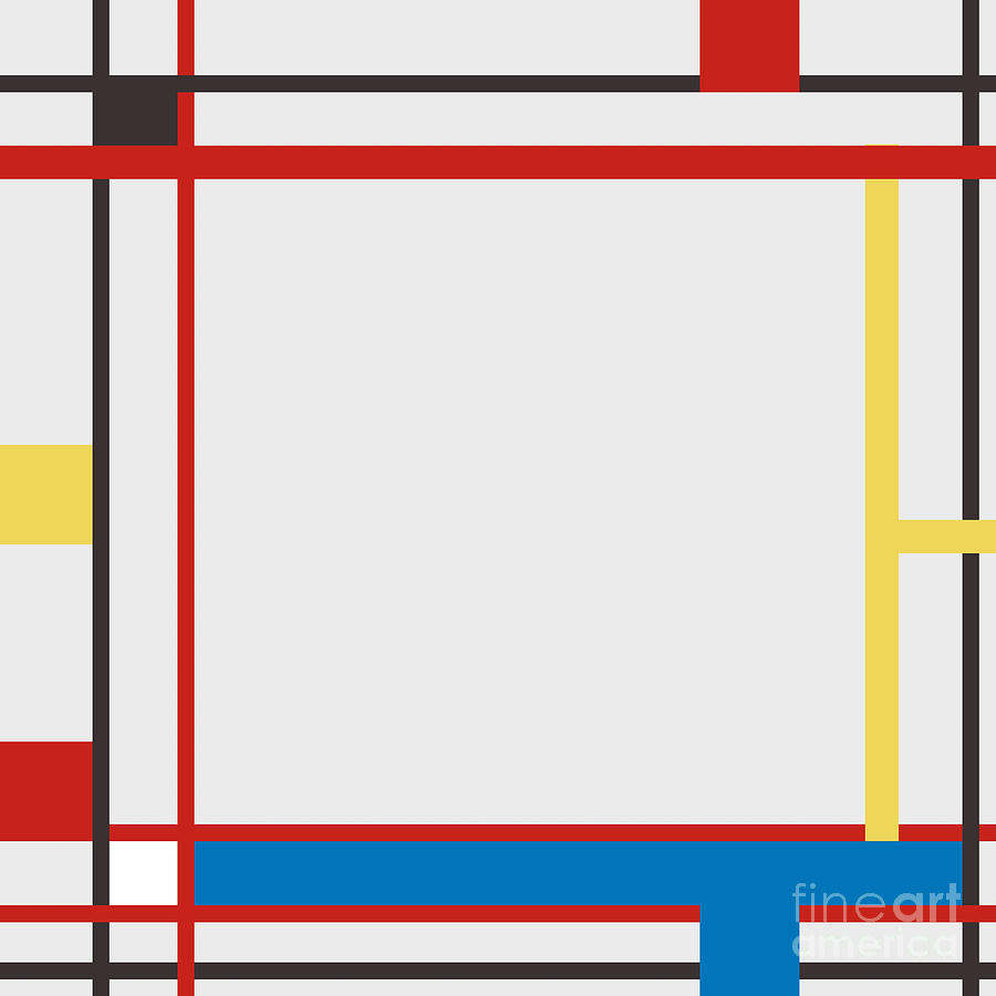 Abstract Painting - ABSTRACT COMPOSITION 06 Piet Mondrian Style #2 by Celestial Images