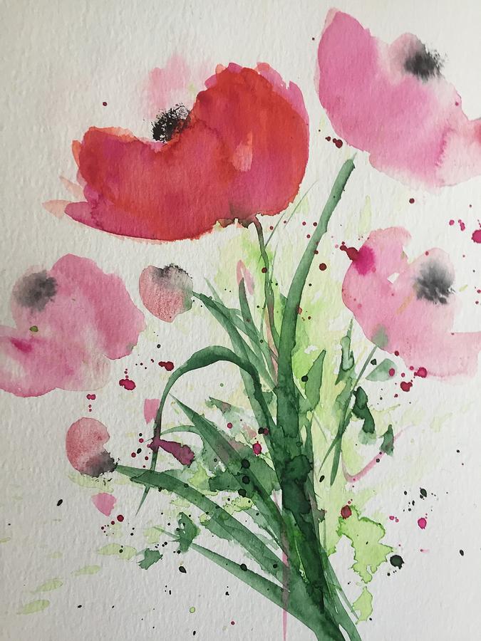 Abstract Poppy Flowers #2 Painting by Britta Zehm