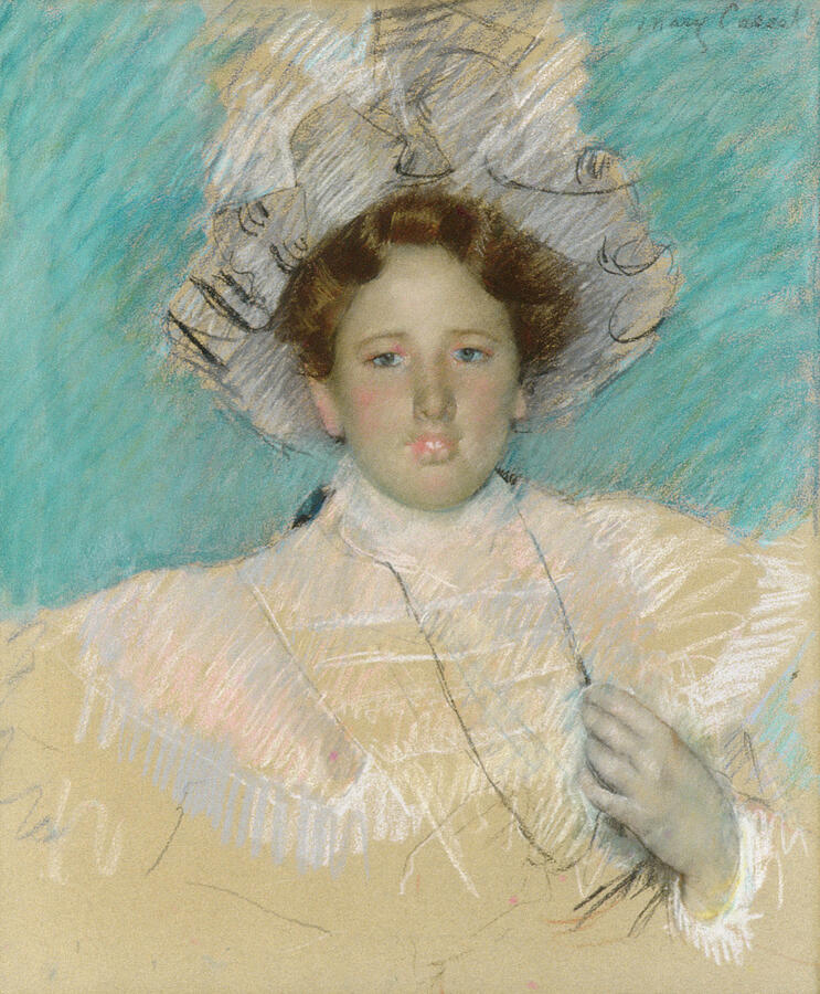 Adaline Havemeyer in a White Hat, from circa 1898 Pastel by Mary Cassatt