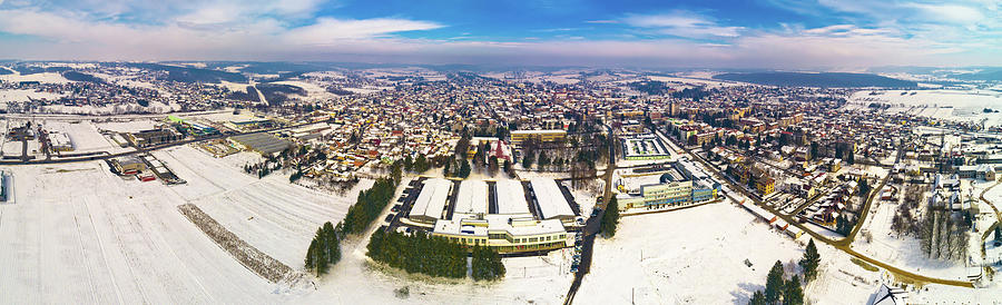 Aerial snowy winter view of Krizevci #2 Photograph by Brch Photography