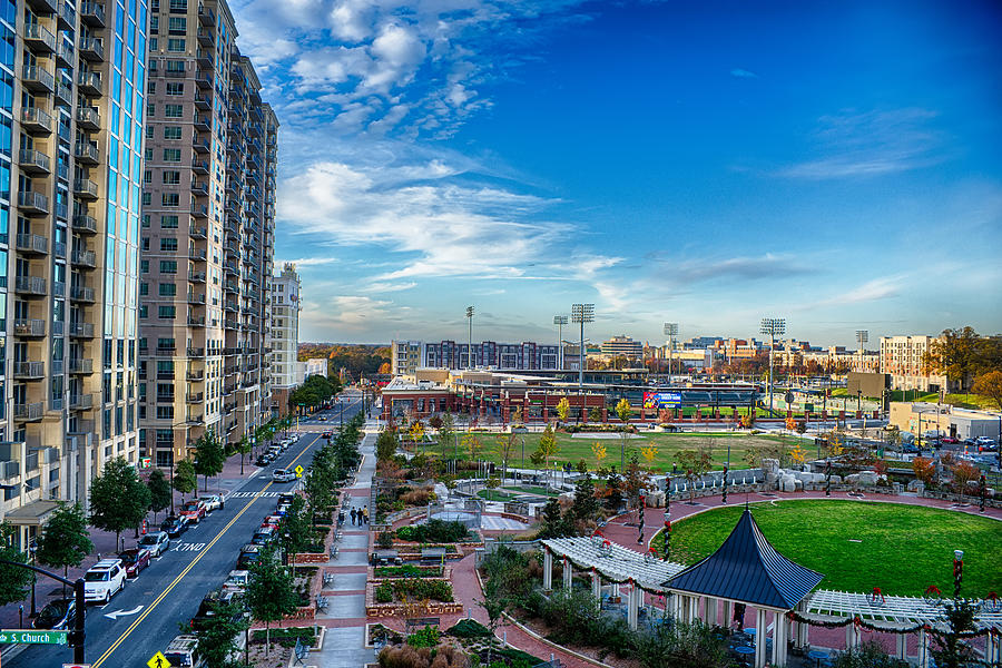 Aerial View Of Romare Bearden Park In Downtown Charlotte