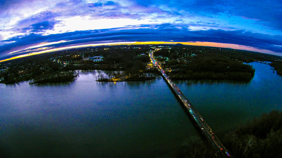 Aerial View Over Catawba River In Gaston County North Carolina