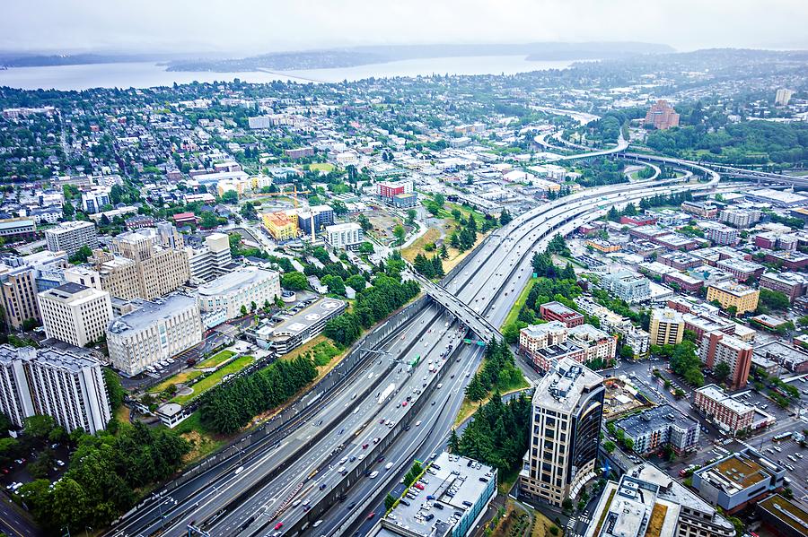 Aerial Views Over Seattle Washington #2 Photograph by Alex Grichenko