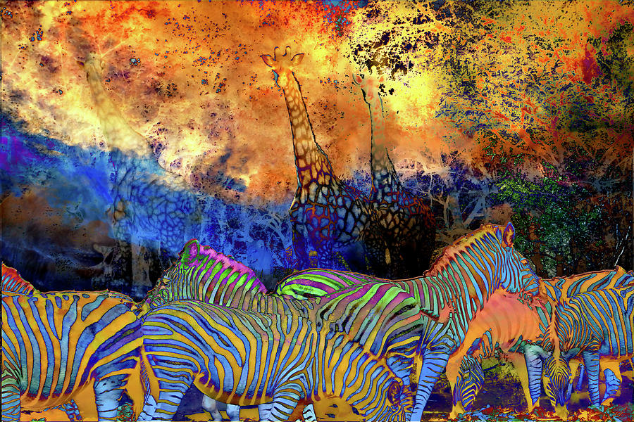 Zebra Digital Art - Africa in Colors #2 by William Bader
