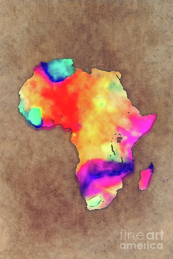 Typography Painting - Africa map #3 by Justyna Jaszke JBJart