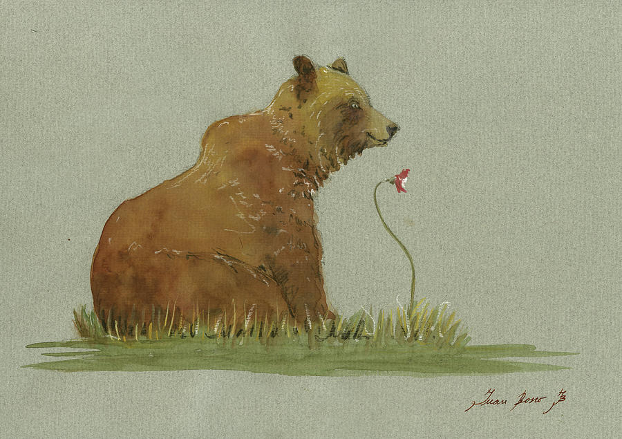 Grizzly Bear Painting - Alaskan grizzly bear #2 by Juan Bosco