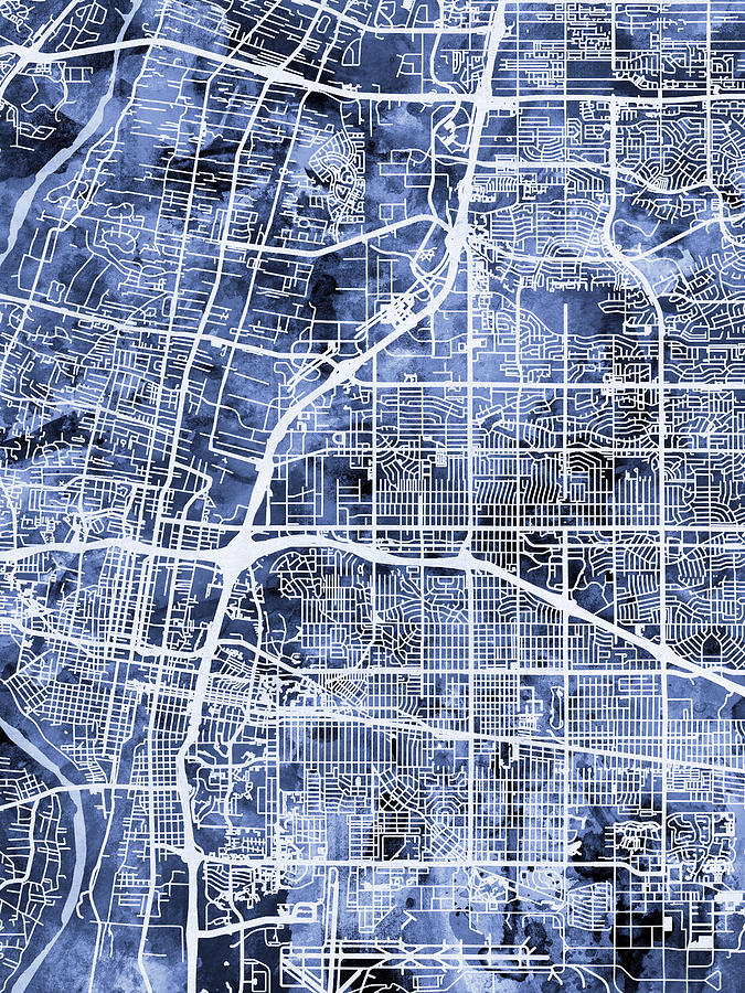 Albuquerque Digital Art - Albuquerque New Mexico City Street Map #2 by Michael Tompsett