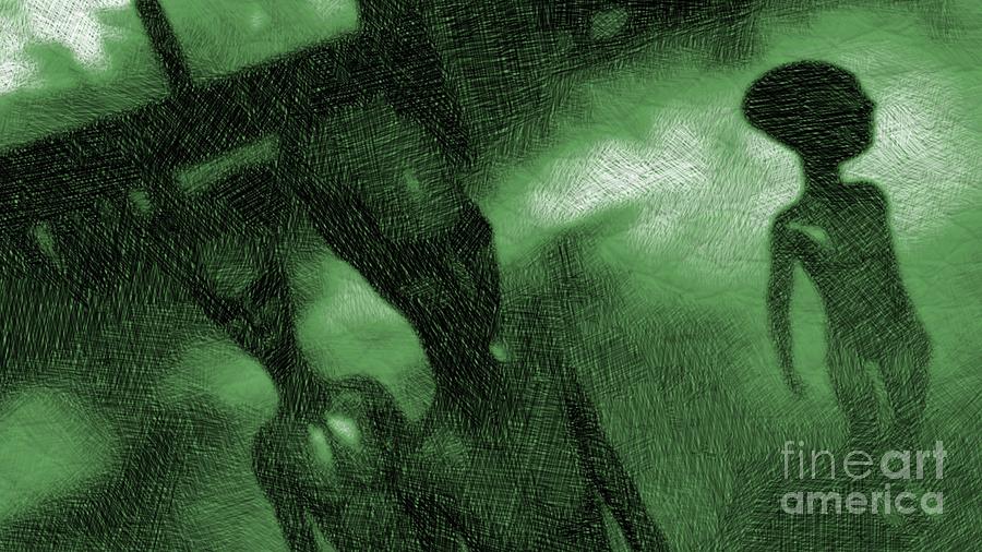 Aliens In Green Fog Drawing