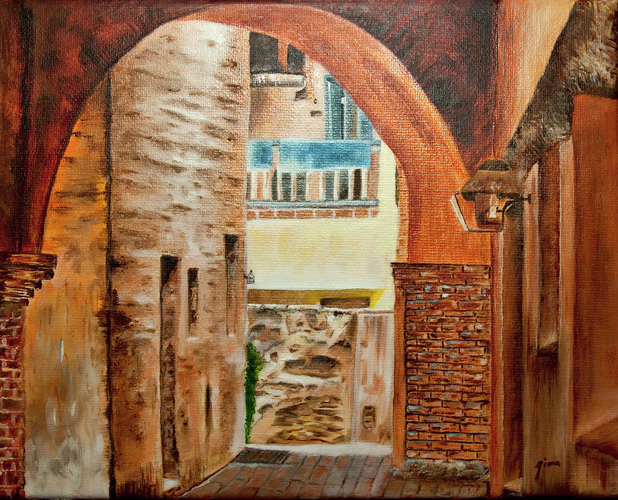 San Juan Capistrano Painting - Alley at The Mission San Juan Capistrano #2 by Gina Cordova