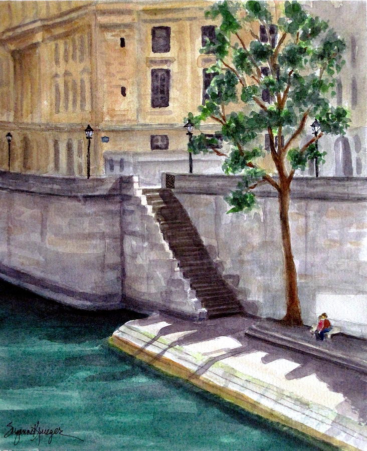 Along the Seine #2 Painting by Suzanne Krueger