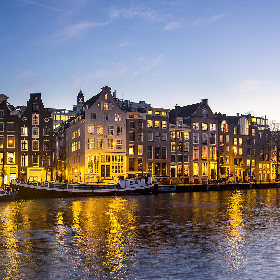 Amstel River Sunset Triptych, Netherlands Photograph by David Ortega ...