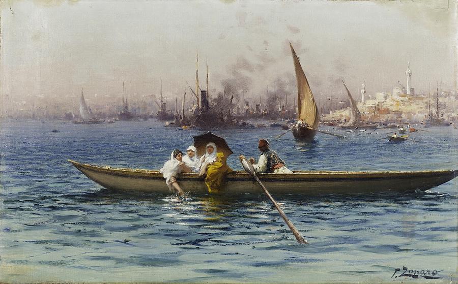 Sea Painting - Amusement on the Caique #2 by Fausto Zonaro