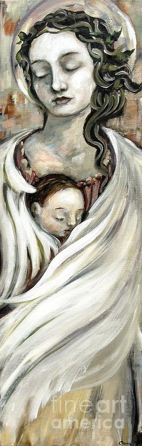 Angel and Baby Painting by Carrie Joy Byrnes