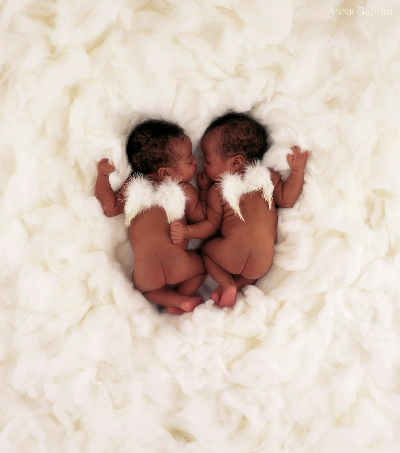 Baby Photograph - Alexis and Armani as Angels by Anne Geddes