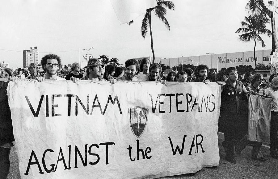 Anti Viet Nam War veterans marching at 1972 Democratic National Convention Miami Beach Florida 2016 #1 Photograph by David Lee Guss
