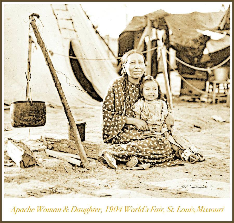 Apache Woman and Daughter, 1904 Worlds Fair, Vintage Photograph #4 Photograph by A Macarthur Gurmankin