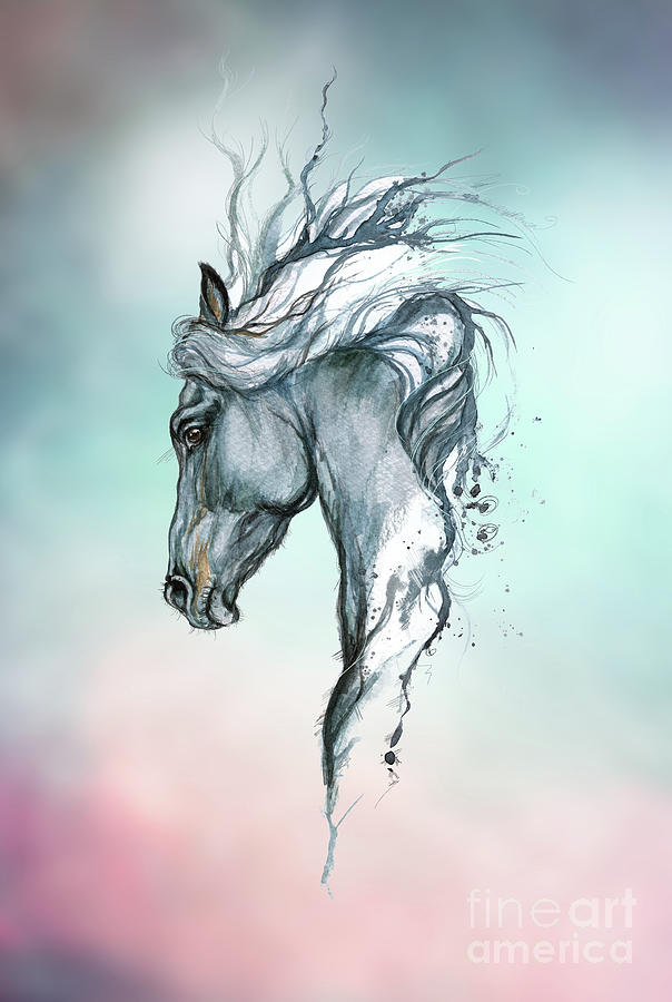 Aqua horse #2 Digital Art by Ang El