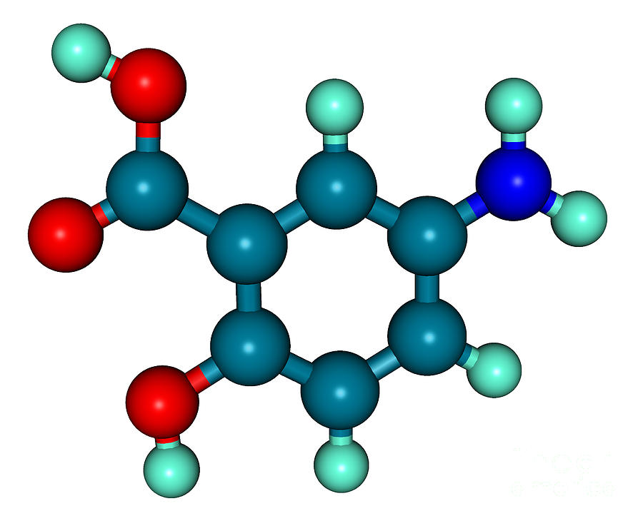 Asacol Mesalamine Molecular Model #2 Photograph by Scimat