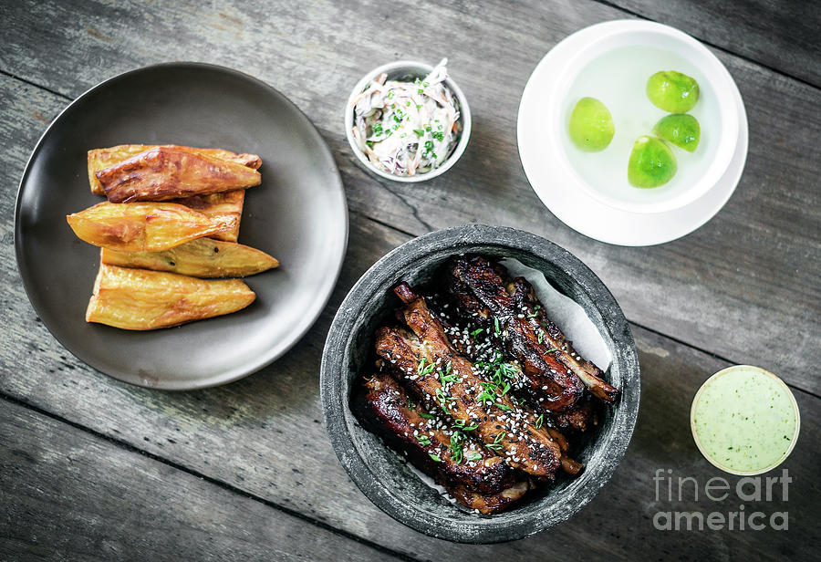Asian Style Barbeque Spicy Pork Ribs With Sweet Soy Sauce Photograph