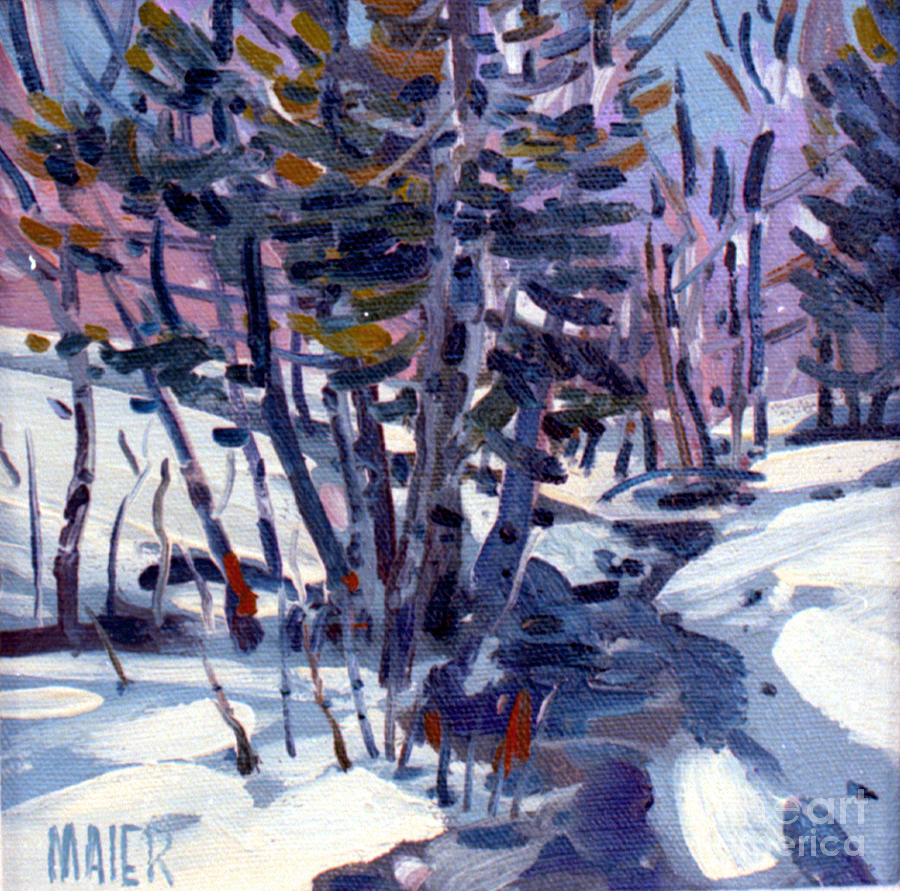 Aspen in the Snow #1 Painting by Donald Maier