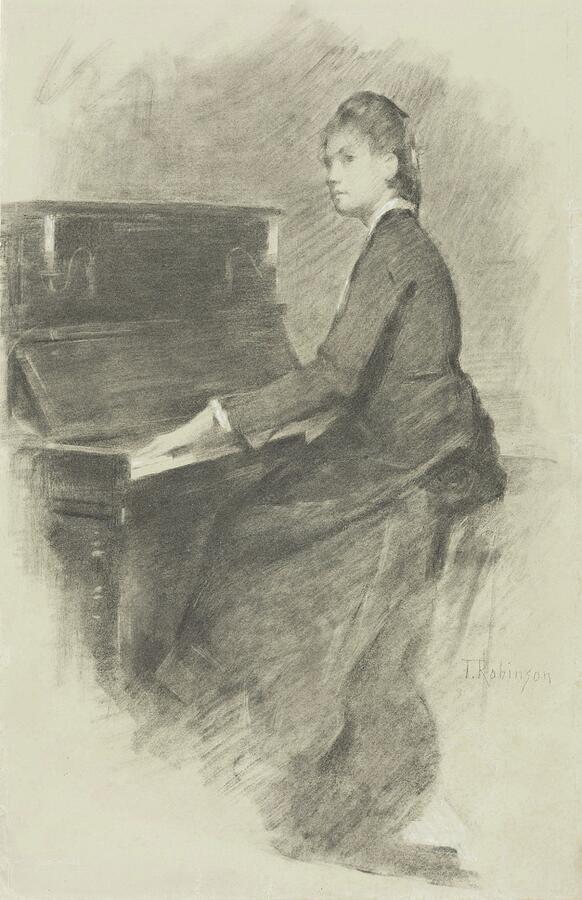 At the Piano, from circa 1887 Drawing by Theodore Robinson