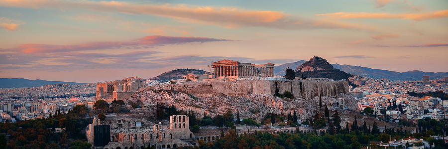 Athens skyline sunrise #2 Photograph by Songquan Deng
