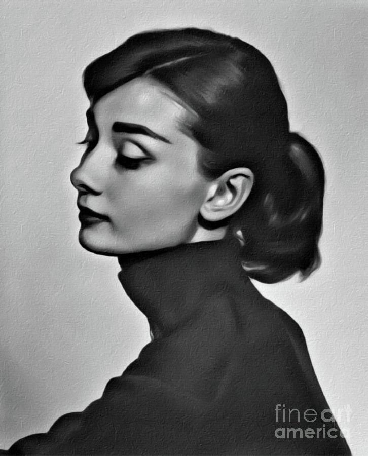 Audrey Hepburn, Digital Art By Mary Bassett Digital Art
