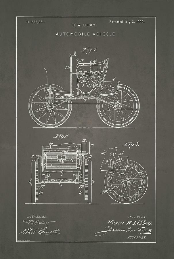 Automobile Patent #2 Drawing by Vintage Pix