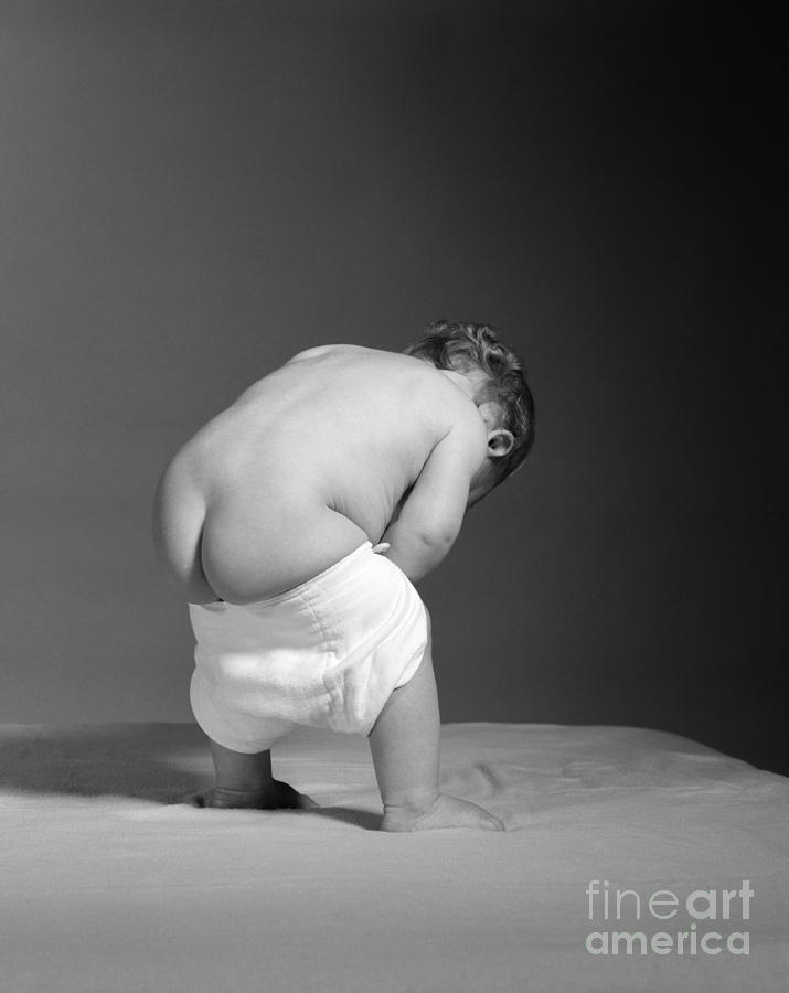 Baby With Diaper Falling Down, C.1960s #2 Photograph by H. Armstrong Roberts/ClassicStock