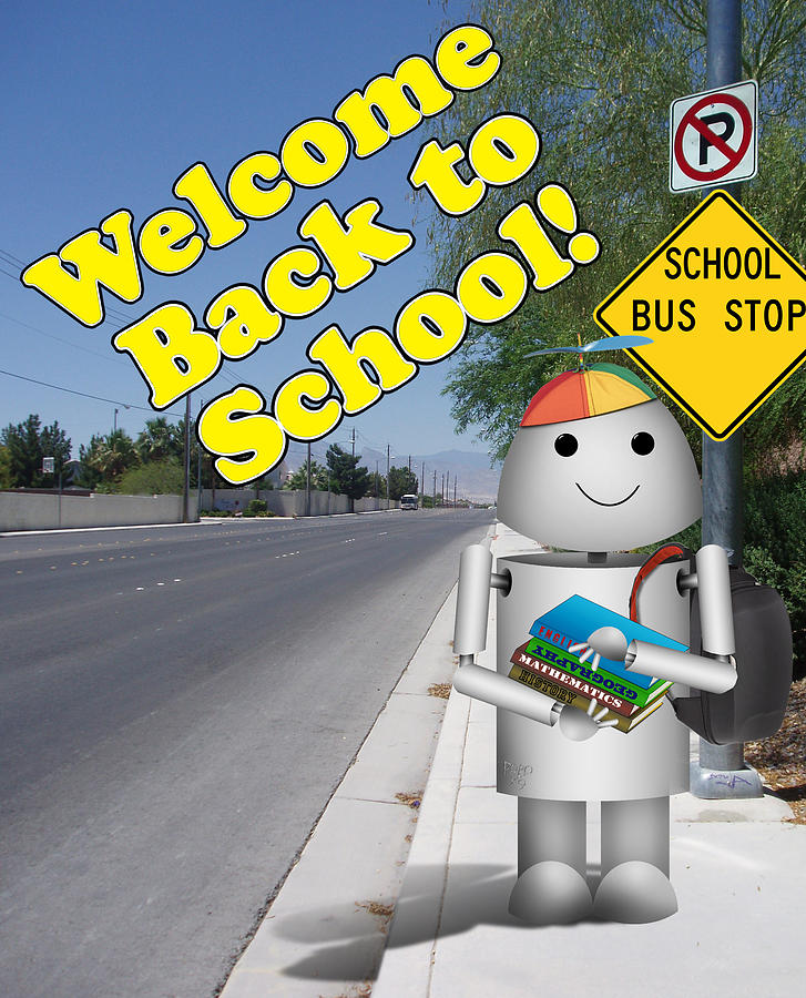Back To School Digital Art - Back to School Little Robox9 #2 by Gravityx9 Designs