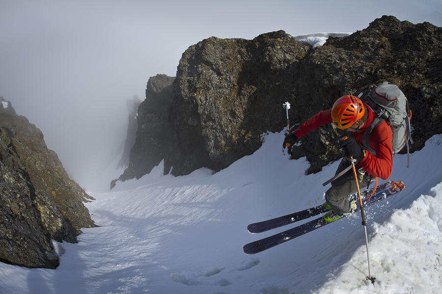 Backcountry Skier On West Twin Peak #2 Photograph by Joe Stock