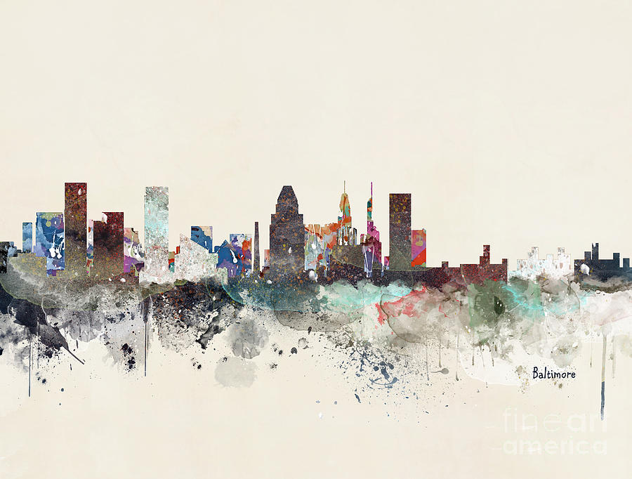 Baltimore Maryland Skyline #2 Painting by Bri Buckley