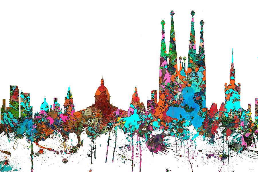 Barcelona Spain Skyline #2 Digital Art by Marlene Watson