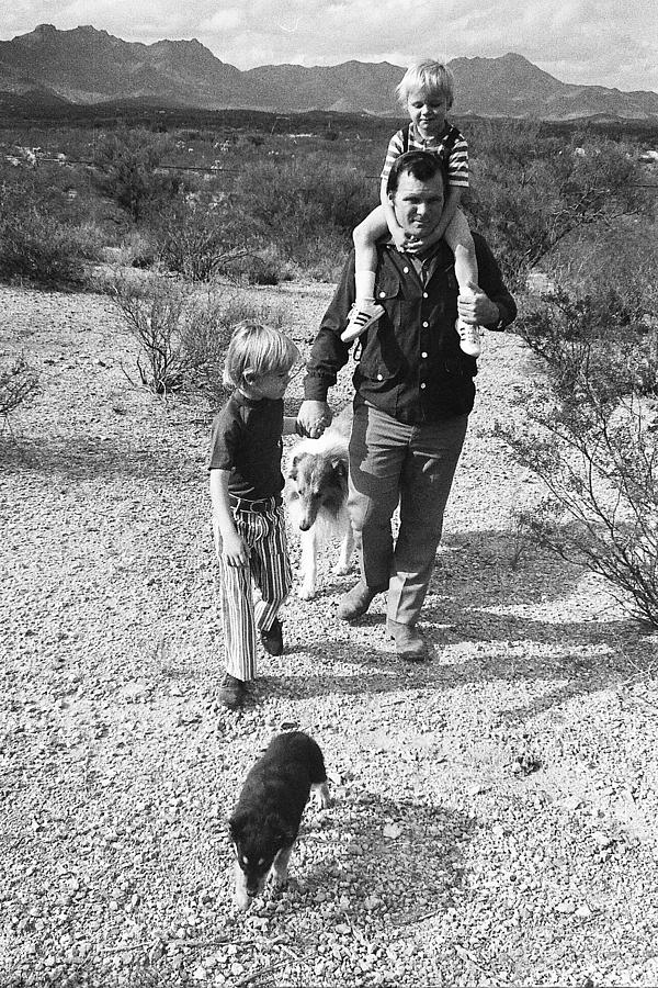 Barry Sadler With Sons Baron And Thor Taking A Stroll 1 Tucson Arizona 1971 #1 Photograph by David Lee Guss