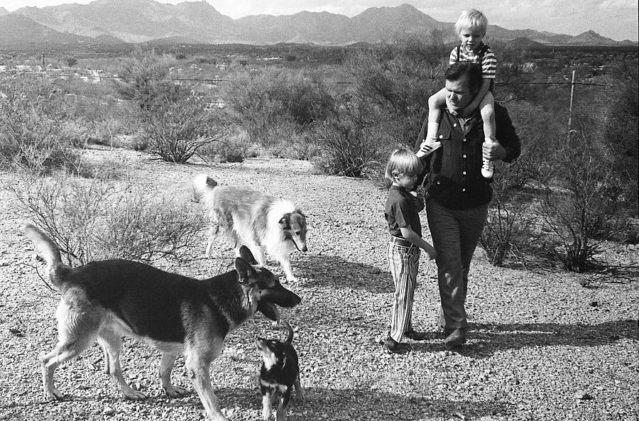 Barry Sadler With Sons Baron And Thor Taking A Stroll 2 Tucson Arizona 1971 #1 Photograph by David Lee Guss