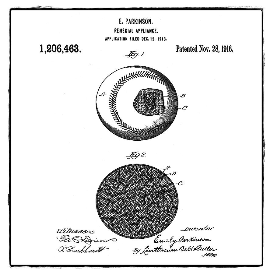 Baseball Patent 1916 Sepia #2 Photograph by Bill Cannon