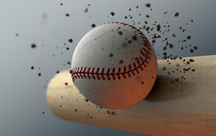 Baseball Striking Bat In Slow Motion Digital Art