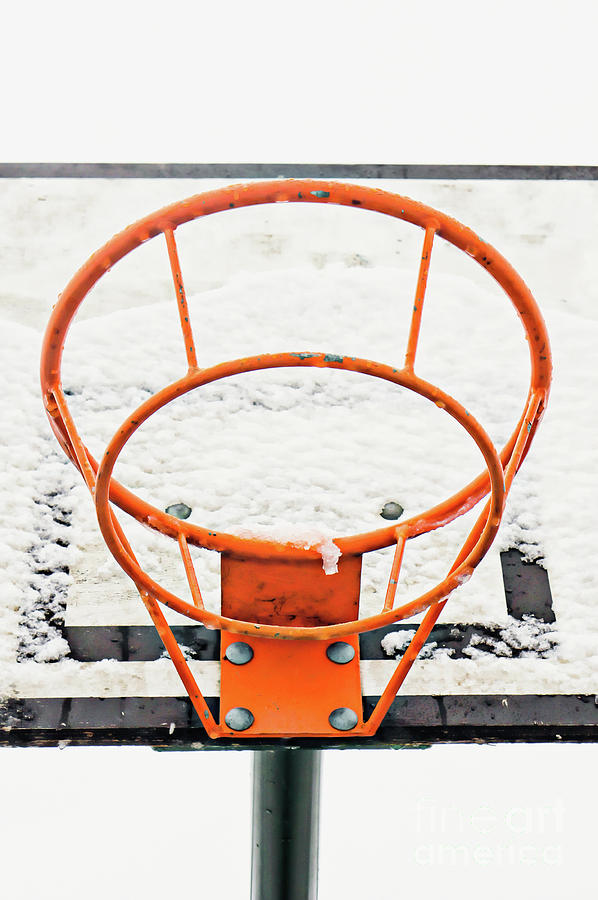 Basketball ring in the snow #2 Photograph by Tom Gowanlock
